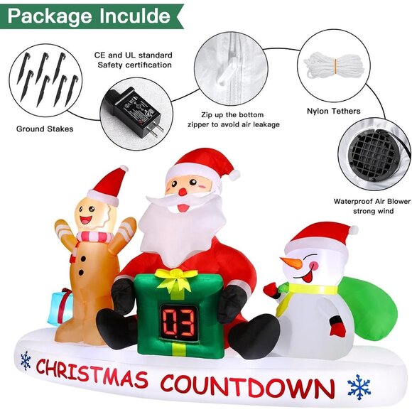🆕8 FT Christmas Inflatable Countdown Clock Snowman Blow Up Outdoor Decorations - Picture 7 of 10